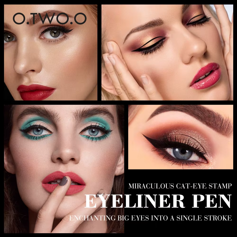 Eyeliner Stamp Black Liquid Eyeliner Pen Waterproof Fast Dry Double-Ended Eye Liner Pencil Make-Up for Women Cosmetics