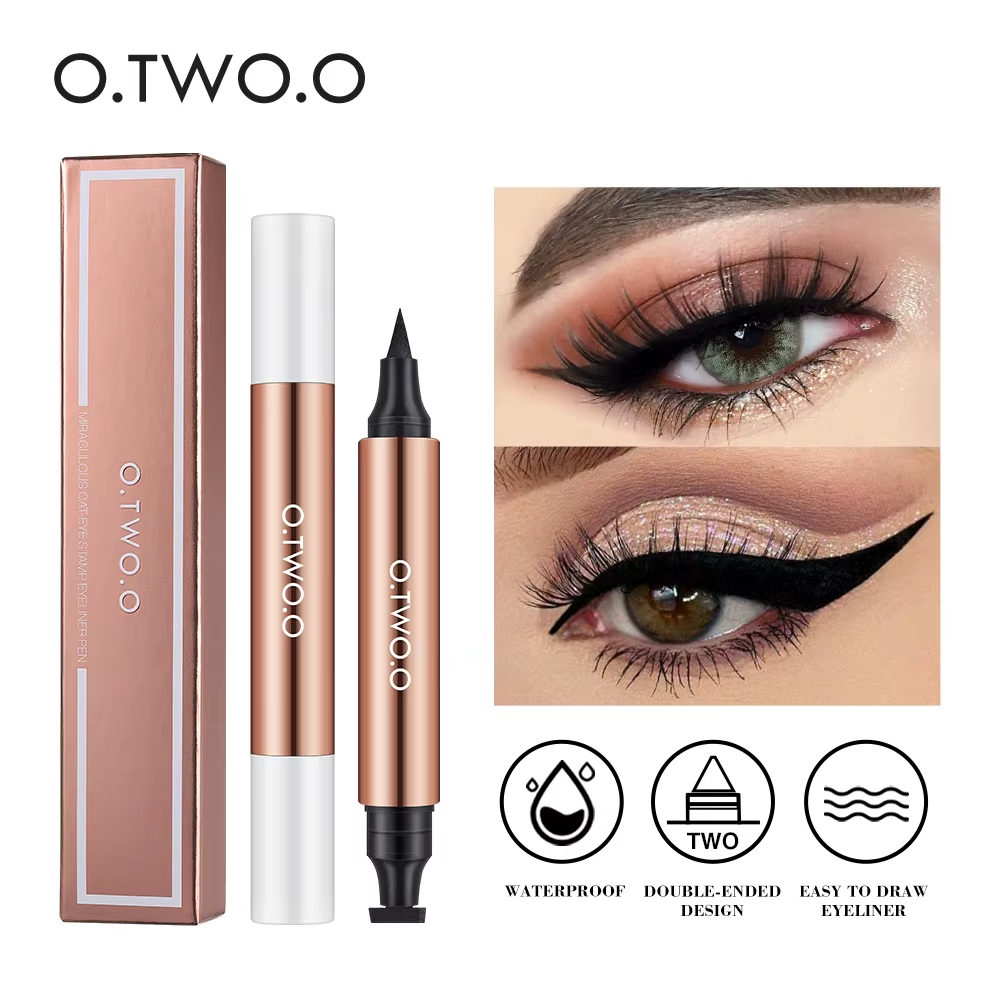 Eyeliner Stamp Black Liquid Eyeliner Pen Waterproof Fast Dry Double-Ended Eye Liner Pencil Make-Up for Women Cosmetics