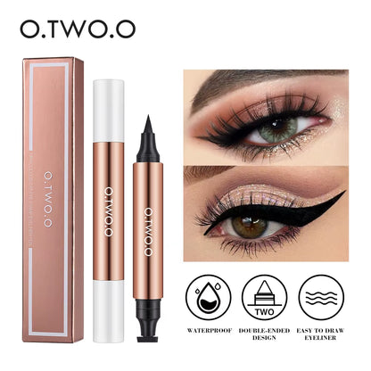 Eyeliner Stamp Black Liquid Eyeliner Pen Waterproof Fast Dry Double-Ended Eye Liner Pencil Make-Up for Women Cosmetics