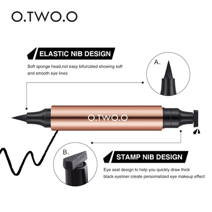 Eyeliner Stamp Black Liquid Eyeliner Pen Waterproof Fast Dry Double-Ended Eye Liner Pencil Make-Up for Women Cosmetics